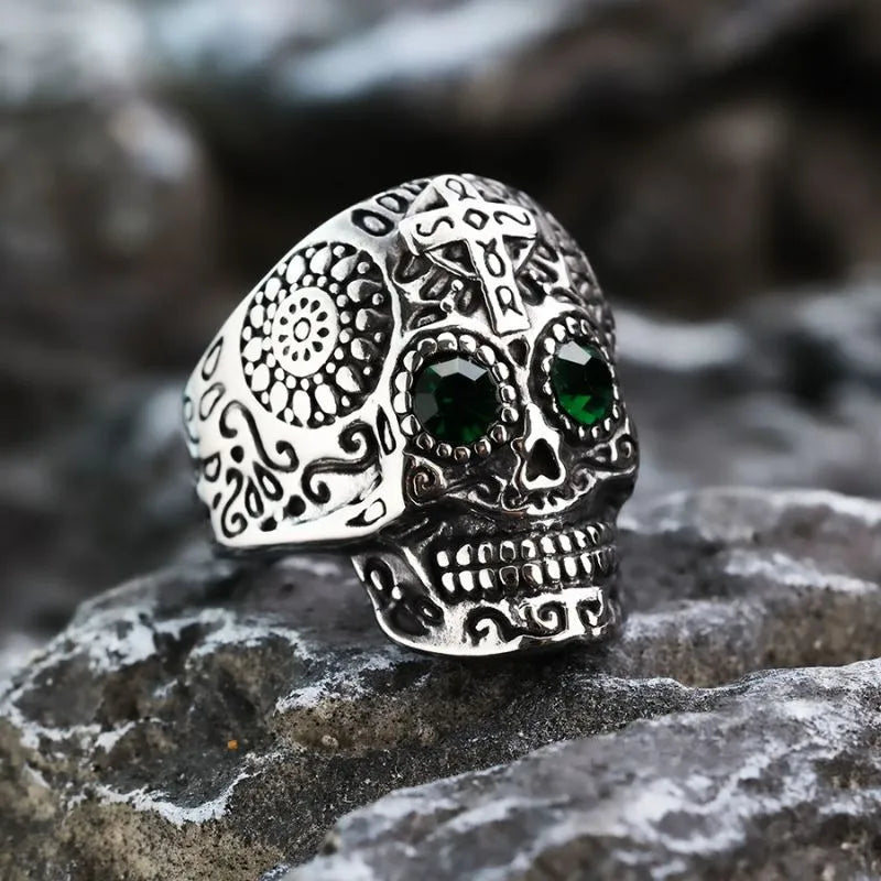 Vintage Gothic Halloween Stainless Steel Skull Ring