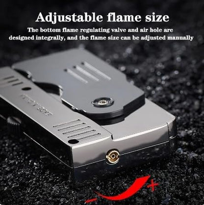 Transforming Handgun Dual Flame Lighter - Blue Flame + Regular Flame in One