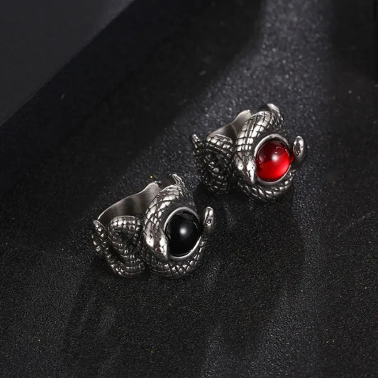 Gothic Snake Gemstone Stainless Steel Ring