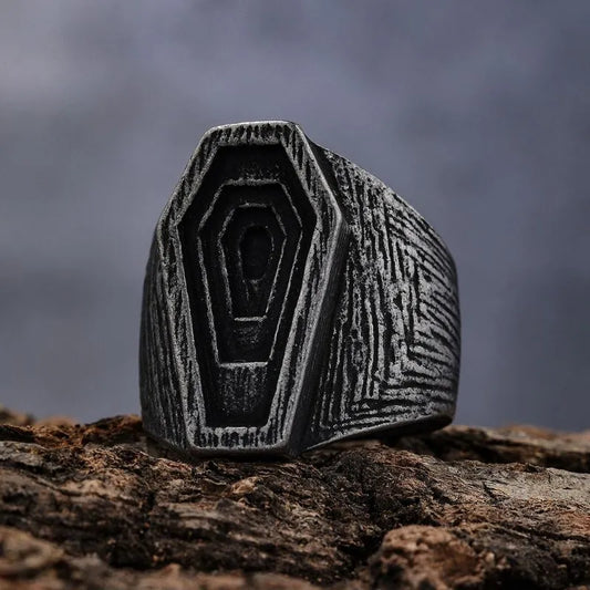 Vintage Coffin Stainless Steel Ring