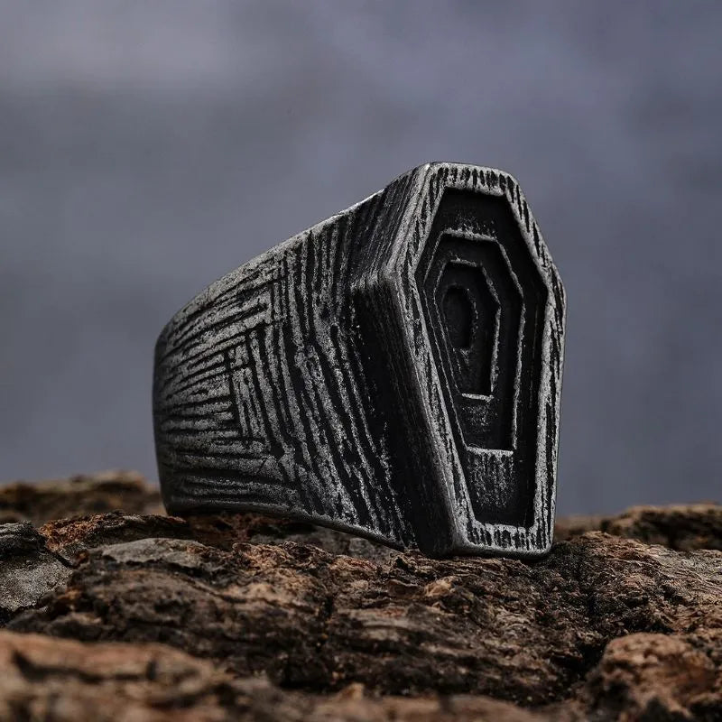 Vintage Coffin Stainless Steel Ring