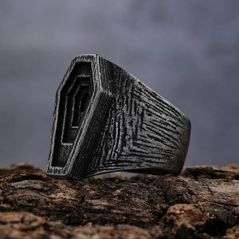 Vintage Coffin Stainless Steel Ring