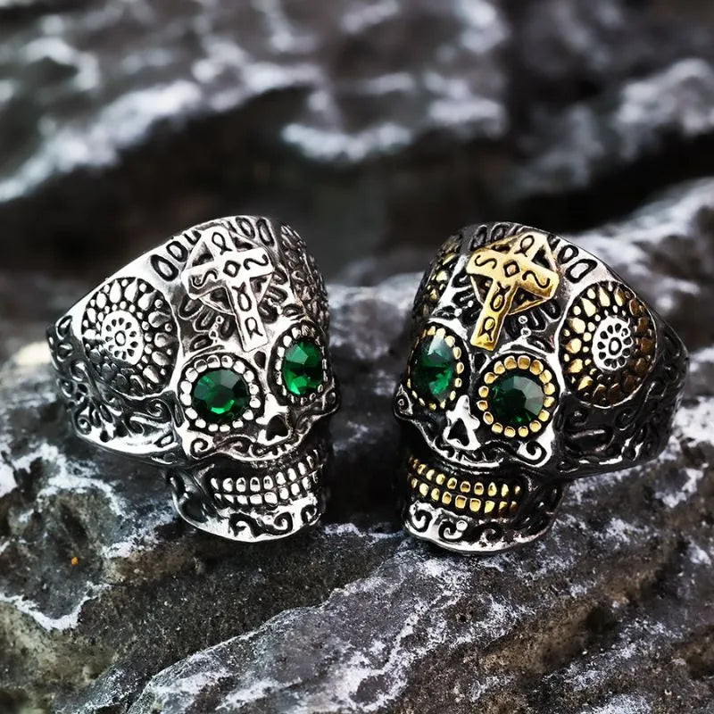 Vintage Gothic Halloween Stainless Steel Skull Ring