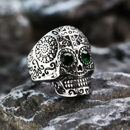 Vintage Gothic Halloween Stainless Steel Skull Ring