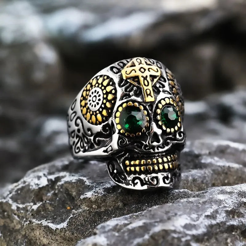 Vintage Gothic Halloween Stainless Steel Skull Ring