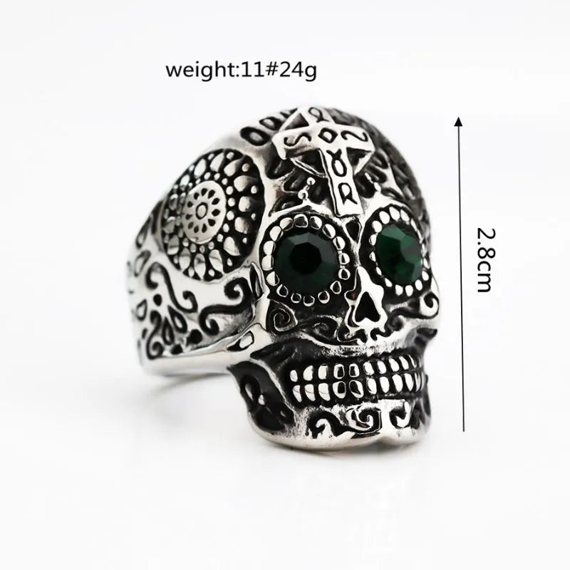 Vintage Gothic Halloween Stainless Steel Skull Ring