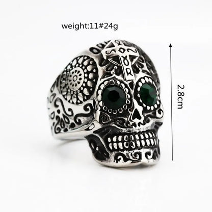 Vintage Gothic Halloween Stainless Steel Skull Ring