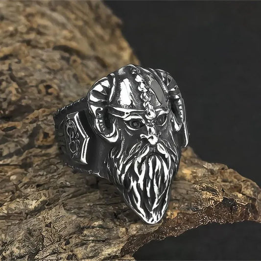 Vintage Viking Ram-Horn Helmet Warrior Ring
