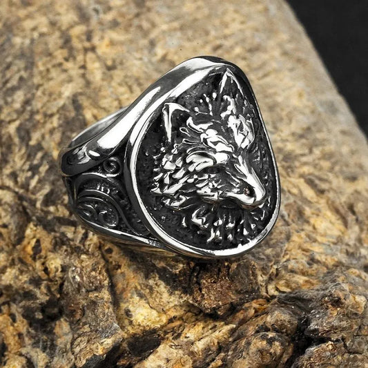 Vintage Viking Wolf Stainless Steel Ring