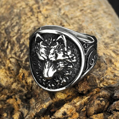 Vintage Viking Wolf Stainless Steel Ring