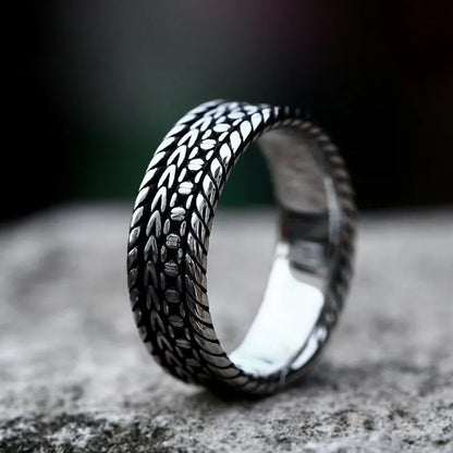 Vintage Wheat Pattern Stainless Steel Ring