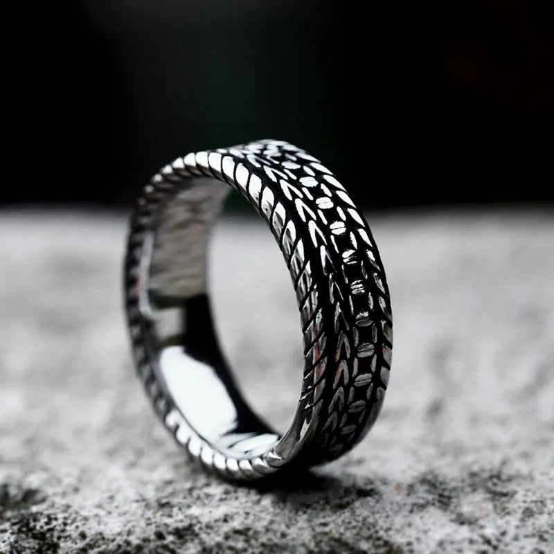 Vintage Wheat Pattern Stainless Steel Ring