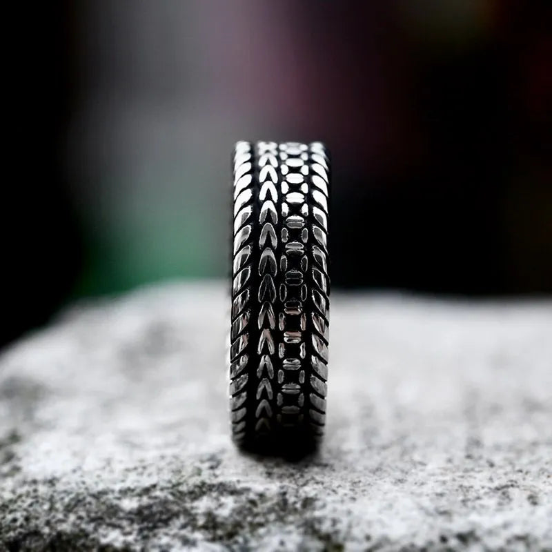 Vintage Wheat Pattern Stainless Steel Ring