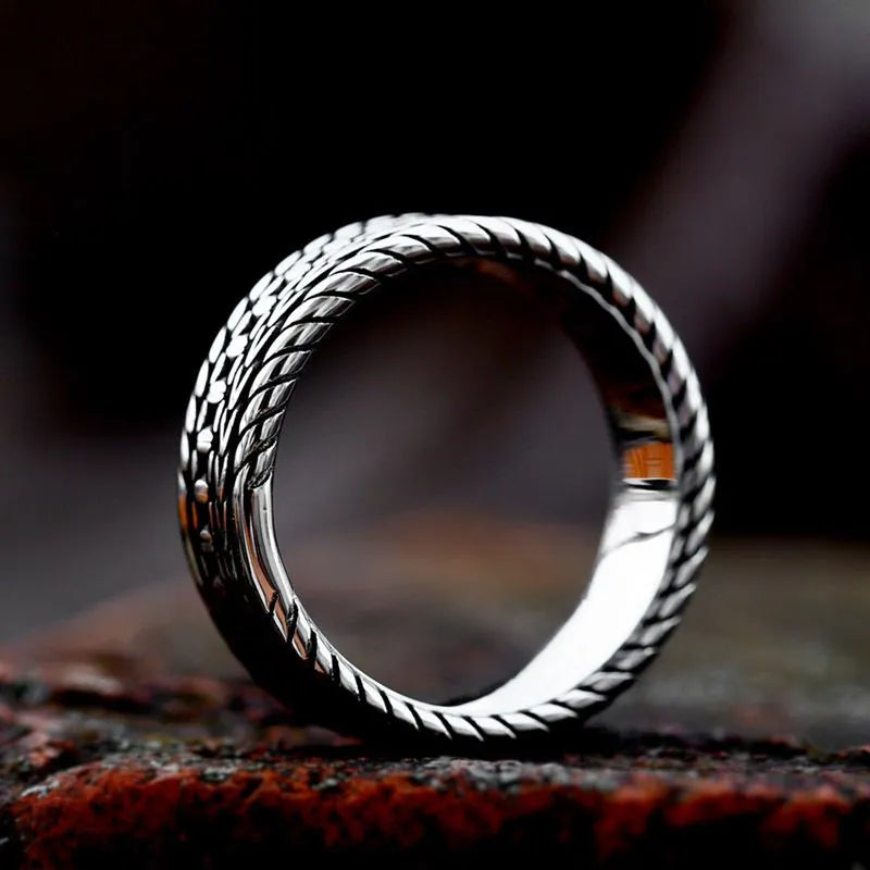 Vintage Wheat Pattern Stainless Steel Ring