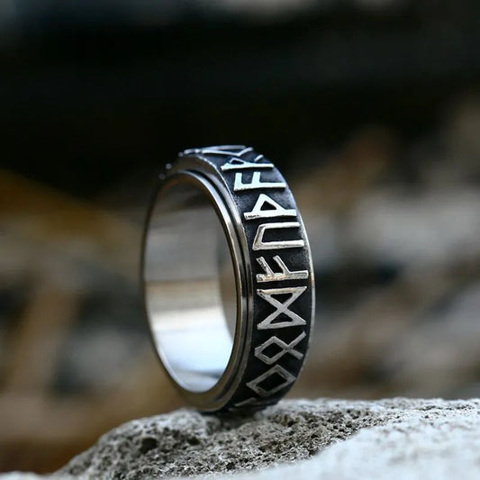 Vintage Viking Rune Stainless Steel Spinner Ring