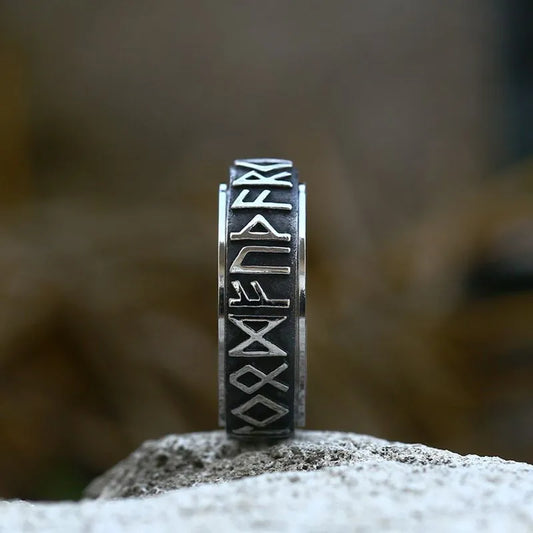 Vintage Viking Rune Stainless Steel Spinner Ring
